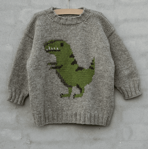 Bindiuppskrift - Dinosaur Sweater - Dansk
