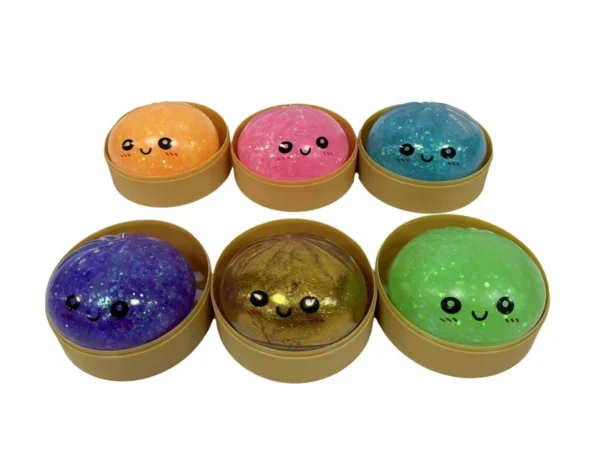 Kawaii Fidget Dumplling Glitteslim 8,5cm 6ass