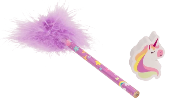 Fluffy Unicorn blýantur v/viskileður, 18,5 cm
