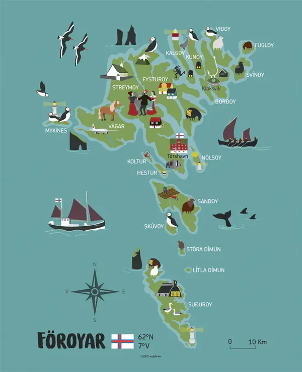 Plakat Føroyakort 40x50cm